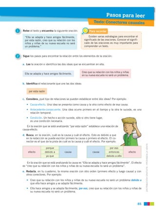 Pasos para leer
                                                                     Texto: Conectores causales

1   Relee...