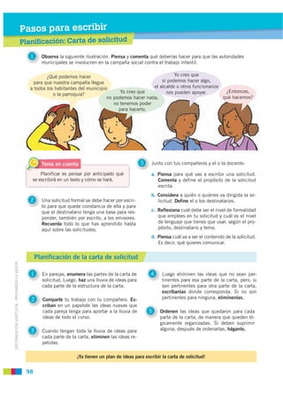 Pasos para escribir
                                             Planificació : C rta de solicitud
                       ...