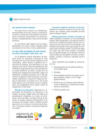 1     Lee el siguiente texto



    Con quiénes tomar contacto1                                 Se pueden establecer conta...