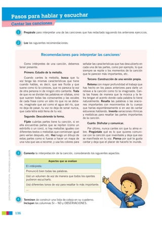 Pasos para hablar y escuchar
                                             Cantar las canciones
                           ...