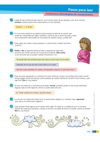 Pasos para leer
                                             Poslectura: Estrategias de comprensión

1   Luego de leer la ...