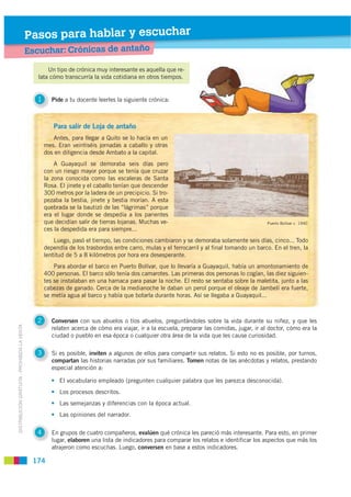 Pasos para hablar y escuchar
                                             Escuchar: Crónicas de antaño
                   ...