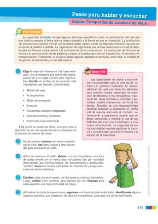 Pasos para hablar y escuchar
                                                   Hablar: Compartiendo crónicas de viaje

  ...