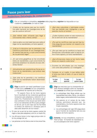 Pasos para leer
                                              Poslectura: Estrategia de comprensión

                     ...
