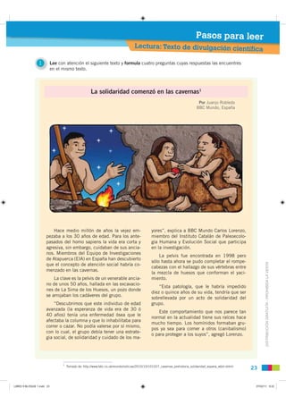 Pasos para leer
                                                                                  Lectura: Texto de divulg...