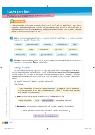 Pasos para leer
                                               Poslectura: Comprensión de vocabulario
                    ...