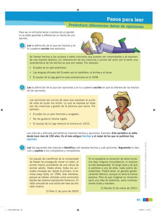Pasos para leer
                                                             Prelectura: diferenciar datos de opiniones
  ...