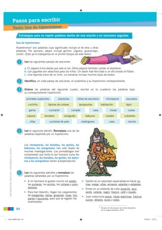 Pasos para escribir
                                               Texto: Uso de hiperónimos
                             ...