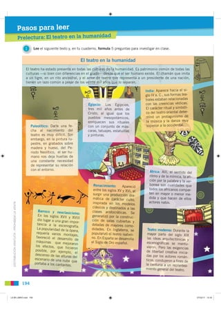 Pasos para leer
                                               Prelectura: El teatro en la humanidad
                     ...