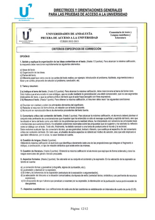 DIRECTRICES Y ORIENTACIONES GENERALES 
PARA LAS PRUEBAS DE ACCESO A LA UNIVERSIDAD 
Página: 12/12 
