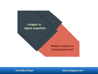 José María Olayo olayo.blogspot.com
Lengua de
signos española
Medios de apoyo a la
Comunicación oral
 