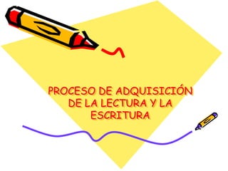 PROCESO DE ADQUISICIÓN
   DE LA LECTURA Y LA
       ESCRITURA
 