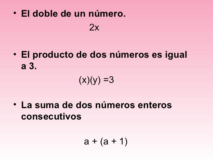 Dos Numeros Consecutivos En Lenguaje Algebraico