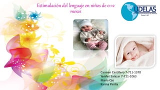 Estimulación del lenguaje en niños de 0-12
meses
Carmen Castillero 7-711-1370
Yenifer Salazar 7-711-1063
María Ojo
Karina Pinilla
 