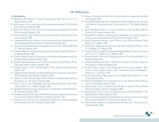 VIII. Referencias
a. Bibliográficas                                                                      Gomero, Carlos de: Harold Bloom y el Canón Literario. Campo de ideas. Mos-
   Albaladejo Mayordomo, T; y otros. Lingüística del texto. Arco Libros, S. A.,         totes, España: 2003.
    Madrid, España: 1987.                                                              García Barrientos, José Luís. Cuadernos de lengua española. La comunica-
   Björk, Lennar; y otro. La escritura en la enseñanza secundaria. 1ª Ed., Editorial    ción literaria. El lenguaje literario 1. Arco Libros, S. L., 2ª Ed., Madrid, España:
    Graó. Barcelona, España: 2000.                                                      1999.
   Bofarull, M. Teresa; y otros. El uso de la lengua como procedimiento. Editorial     García Barrientos, José Luís. Cómo se comenta una obra de teatro. Editorial
    Graó, Barcelona España: 2001.                                                       Síntesis, S. A., Madrid, España: 2001.
   Bordons, Glòria y otros. Enseñar literatura en secundaria. Editorial Graó, Bar-     García del Toro, Antonio. Comunicación y expresión oral y escrita: la drama-
    celona, España: 2006.                                                               tización como recurso. Editorial Graó. Barcelona, España: 1995.
   Calsamiglia Blancafort, Helena, y otro. Las cosas del decir. Manual de análi-       García Monterrubio, María, y otros. Teatro y vida. Oxford University Press.
    sis del discurso. Editorial Ariel, S. A., Barcelona, España: 2002.                  México, D. F., México: 1997.
   Cairney, T. H Enseñanza de la comprensión lectora. 3ª Ed., Ediciones Morata,        Gartz, Irene. Análisis de las estructuras del español. Editorial Trillas, S. A. de
    S. L., Madrid, España: 1999.                                                        C. V., México, D. F., México: 1991.
   Camarero Manuel. Introducción al comentario de textos. Editorial Castalin, S.       Grijelmo, Álex. La gramática descomplicada. Santillana Ediciones Genera-
    A. Madrid España: 1998.                                                             les, S. A., de C. V., México, D. F., México: 2006.
   Caminos, Miguel Ángel. La gramática actual. Editorial Magisterio del Río de         Gómez Redondo, Fernando. El lenguaje literario. 4ª Ed., Editorial EDAF, S. A.,
    La Plata. Buenos Aires, Argentina: 2003.                                            Madrid, España: 2001.
   Carreter, Fernando Lázaro, y otro. Cómo se comenta un texto literario. 28ª Ed.,     Gutiérrez Ordóñez, salvador, comentario pragmático de textos Literarios,
    Ediciones Cátedra, Madrid, España: 1989.                                            Arco libros, S. A.,Madrid, España: 200.
   Cassany, Daniel, y otros. Enseñar lengua. 2ª Ed., Editorial Graó, Barcelona,        Jaramillo Franco, Javier; y otro. Pedagogía de la escritura creadora. Mini-
    España: 1997.                                                                       cuento, diario, imagen poética, hikú. Cooperativa Editorial Magisterio.
   Cassany, Daniel. Reparar la escritura. Didáctica de la corrección de lo escrito.     Bogotá, D. C., Colombia: 1998.
    8ª Ed., Editorial Graó, Barcelona, España: 2000.                                   Kohan, Silvia Adela. Taller de escritura: el método. Alba Editorial, S. L., Bar-
   Cassany, Daniel. Tras las líneas. Sobre la lectura contemporánea. Editorial          celona, España: 2004.
    Anagrama, s.a. , Barcelona , España: 2006                                          Kohan, Silvia Adela. Cómo se escribe una novela. Random House Monda-
   Dijk, T. A. van, y otros. Pragmática de la comunicación literaria. 2ª Ed., Edito-    dori, S. A., Barcelona, España: 2003.
    rial Arco Libros, S. L., Madrid, España: 1999.                                     Lardone, Lilia; y otro. La construcción del taller de escritura. Homo Sapiens
   Escandell Vidal, M. Victoria. Introducción a la pragmática. Editorial Ariel, S.      Ediciones. Rosario, Santa Fe. Argentina: 2003.
    A., Barcelona, España: 1996.                                                       Lezama Lima, Eloísa, y otros. Fundamentos de la lengua española. 7ª Ed.
   Escarpenter José. Introducción a la Moderna Gramática Española, Serie de la          Editorial Playor, Madrid, España: 1987.
    comunicación, Editorial PLAYOR, S.A. Madrid, España, 1974.                         Lomas, Carlos (compilador). El aprendizaje de la comunicación en las aulas.
   Fuentes de la Corte, Juan Luis. Gramática moderna de la lengua española.             Ediciones Paidós Ibérica, S. A., Barcelona, España: 2001.
    M. Fernández y Cía., S. A., Madrid, España: 1985.                                  Luján Atienza, Ángel Luis. Pragmática del Discurso lírico. Arco Libros S. L.,
                                                                                        Madrid, España: 2005.


                                                                                                                                                                                        
                                                                                                                             Programas de estudio de Tercer Ciclo de Educación Básica
 