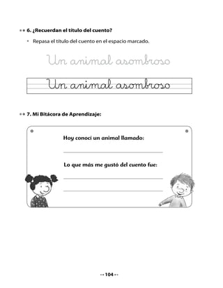 3. Lectura compartida

•   De qué podrá tratarse un texto que se llama El ornitorrinco: ¿Una
    broma de la naturaleza?
•   ¿Por qué creen ustedes que se llamará así?

¡Ahora leamos juntos!


                      El ornitorrinco:
               ¿Una broma de la naturaleza?




    El ornitorrinco es un animal ¡sorprendente!
    Vive en lagos y ríos de Tasmania y Australia.
    Al nacer, las crías se amamantan de la leche de su madre.
    El ornitorrinco y el equidna son los únicos mamíferos que nacen
    de un huevo.
    Es un animal excavador, vive en madrigueras y es un gran nadador.
    Come gusanos, insectos, camarones de río, caracoles, peces y
    ranas pequeñas.
    Cuando recién lo descubrieron, los científicos pensaron que era
    una broma.
    No podían creer que existiera un animal con piel de topo, cola de
    castor, patas de rana, pico de pato y ¡dientes!



                                   106
 