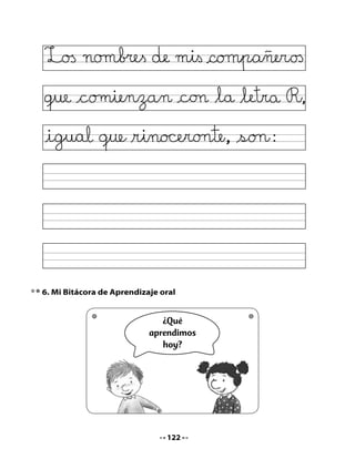 CLASE
                                      5


1. Recordemos la clase pasada

•   Comenta con tus compañeros sobre lo que aprendieron ayer respecto
    a curiosidades de los animales.
•   Si ya preparaste tu disertación, preséntala a tu curso.

2. Piensa y responde

•   ¿De qué podrá tratar un cuento que tiene una ilustración como
    esta?
•   ¿Qué personajes podrá tener y en qué lugares ocurrirá un cuento
    que se llama Un lugar para vivir?

3. ¡Vamos a leer!
Ahora escucha y lee:



            Un lugar
            para vivir
           Lilia Concha C. (Chile)


      En   un lugar muy remoto
    llamado el Bosque Templado,
    vivían todo tipo de animales
    maravillosos. El venado Vicente
    era uno de ellos.




                                      124
 