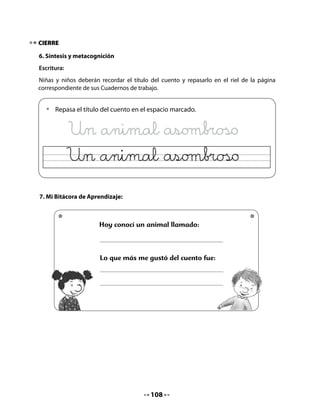 .   ¿De qué podrá tratarse un texto que se llama El ornitorrinco: ¿Una broma de la
    naturaleza?
.   ¿Por qué creen ustedes que se llamará así?

Luego de las predicciones realizadas a partir del título, lea el texto con expresividad y
entusiasmo.
Lea el texto siguiéndolo con una regla o el dedo. El tono de su lectura debe ser moderado,
no suba la voz.
Sea lúdico en la lectura; invítelos a leer con distintos matices, por ejemplo, voz muy lenta,
voz baja, voz cansada, voz muy alegre, etc.


                           El ornitorrinco:
                    ¿Una broma de la naturaleza?




    El ornitorrinco es un animal ¡sorprendente!
    Vive en lagos y ríos de Tasmania y Australia.
    Al nacer, las crías se amamantan de la leche de su madre.
    El ornitorrinco y el equidna son los únicos mamíferos que nacen de un
    huevo.
    Es un animal excavador, vive en madrigueras y es un gran nadador. Come
    gusanos, insectos, camarones de río, caracoles, peces y ranas pequeñas.
    Cuando recién lo descubrieron, los científicos pensaron que era una broma.
    No podían creer que existiera un animal con piel de topo, cola de castor, patas
    de rana, pico de pato y ¡dientes!



                                           110
 