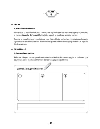 . Lectura compartida



                     El otoño
             Miguel Moreno Monroy (Chile)


     Sobre las húmedas            El viento canta
     callecitas                   mientras las lleva
     el viento juega              por las ciudades,
     con las hojitas.             campos y aldeas.

     Hojas del árbol              Y todos miran
     que en el otoño              cómo el otoño
     se va quedando               teje y desteje
     desnudo y solo.              su alfombra de oro.




Invite al curso a realizar la lectura compartida de acuerdo a las instrucciones habituales.

Recuerde ir cambiando la modalidad de lectura (bajando la voz, rápido, lento, voz de abuelito,
de niño, de cervatillo), para que sea dinámico y entretenido.

Comprensión:

Invite a sus alumnos(as) a responder las siguientes preguntas:

    • ¿Quién se queda desnudo y solo?
    • ¿Cómo se viste después?

Ampliación de vocabulario:

Pida que identifiquen palabras nuevas que no conozcan y que busquen su significado.

Propóngales crear oraciones con esas palabras.

Invítelos a jugar a leer el poema. Guíe la lectura con regla o puntero; recuerde que a estas
alturas ya sabrán el poema de memoria y podrán seguirlo solos.




                                             
 