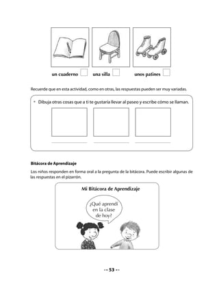 3. Leer y dibujar
Pida a los niños y niñas que completen los cuadros dibujando en ellos el animal que aparece
escrito.


    •   Lee el nombre de estos animales y dibújalos.




                      atún                                  pulpo




                      foca                                  delfín



DESARROLLO
4. Lectura compartida
Interrogación del texto:
Invite a sus alumnos y alumnas a observar la ilustración y a decir de qué creen que tratará
este poema.
Modele la lectura y luego invítelos a hacer una lectura coral con usted. Puede hacerlo en
grupos separados de niñas y niños, con voz de foca, de ballena, etc.




                                            55
 