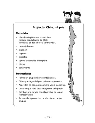 . Ficha de revisión de nuestra maqueta

•    Lee con tu profesora o profesor lo que debes revisar.
•    Marca con una cruz la respuesta que crees que corresponde al trabajo
     que hicieron.

    NUESTRA MAQUETA:                                  Sí           No

    Muestra con claridad el lugar representado.

    Utilizamos distintos materiales.

    Los carteles escritos se entienden.

    Trabajé y participé con el grupo.

    Seguí los pasos de la actividad.



. Mi Bitácora de aprendizaje

                Hoy                                Lo que más
           aprendí la letra                  nos gustó de la clase fue:




      H        Para la próxima clase trae fotos o recortes de lugares de
     Tarea     Chile.



                                        
 