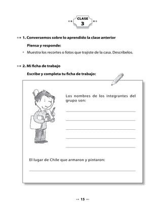. Lectura compartida


                             El lechero
                                                Lucy Poisson (Chile)
     De mañana tempranito
     el lechero siempre va,
     preguntando con su pito:
     ¿cuánta leche va a comprar?

     Yo le pido ocho litros
     y una bolsa de manjar,
     ¡mm! qué rico el desayuno
     que nos vamos a tomar.




Escucha, piensa y responde:
•   ¿Quién va a comprar leche?
•   ¿Te gusta tomar leche?


Juega a buscar palabras con ch:
•   Lee con tus compañeras y compañeros y di ¡ALTO! cada vez que
    encuentres la letra ch en la lectura.
•   Busca en el mapa nombres de lugares de Chile que comiencen con la
    letra ch.


. Vamos a leer
•   ¿De qué tratará una leyenda que tiene dibujos como estos?
•   ¿Qué personajes tendrá esta leyenda que se llama El Caleuche?
•   ¿Qué significa “Caleuche”? ¿Dónde creen ustedes que ocurre esta
    leyenda?


                                   
 