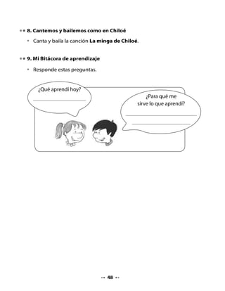 CLASE
                                    8

. Conversemos

•   Cuenta con tus palabras el relato de Fiestas tradicionales: La minga
    de Chiloé.

2. Lectura compartida


                         La hormiguita hippie
                              Moira Lee (Chile)
      La hormiguita hippie
      no trabaja más
      y de mochilera
      se fue a la ciudad.

      Con su pelo largo
      y un lindo collar,
      la hormiguita hippie
      se fue a pasear.

      Viajó en una moto,
      viajó en un tractor,
      viajó en una hoja,
      viajó en una flor.


Piensa y responde:

•   ¿En qué crees tú que trabaja la hormiguita?
•   ¿Qué es ser “hippie”?

Juguemos a leer:

•   Lee el texto en voz alta en conjunto con tu curso.


                                     
 