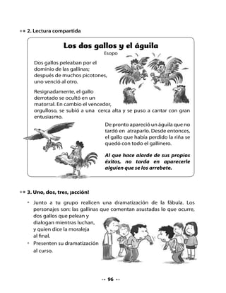 Tu hermano
4. Palabra clave                          va estar muy feliz
                                         si le regalas uno de
•   Memo está muy contento con               tus juguetes.
    su hermanito recién nacido     Mamá,
    y espera que crezca pronto ¿qué juguete
    para jugar con él:          le gusta a mi
                                  hermanito?




     GUE	 	           	    							gue

5. Juguemos a formar sílabas




gue gui
•   Rellena las sílabas gue y gui con puntitos de colores y repasa los
    bordes con color rojo.




                                  97
 