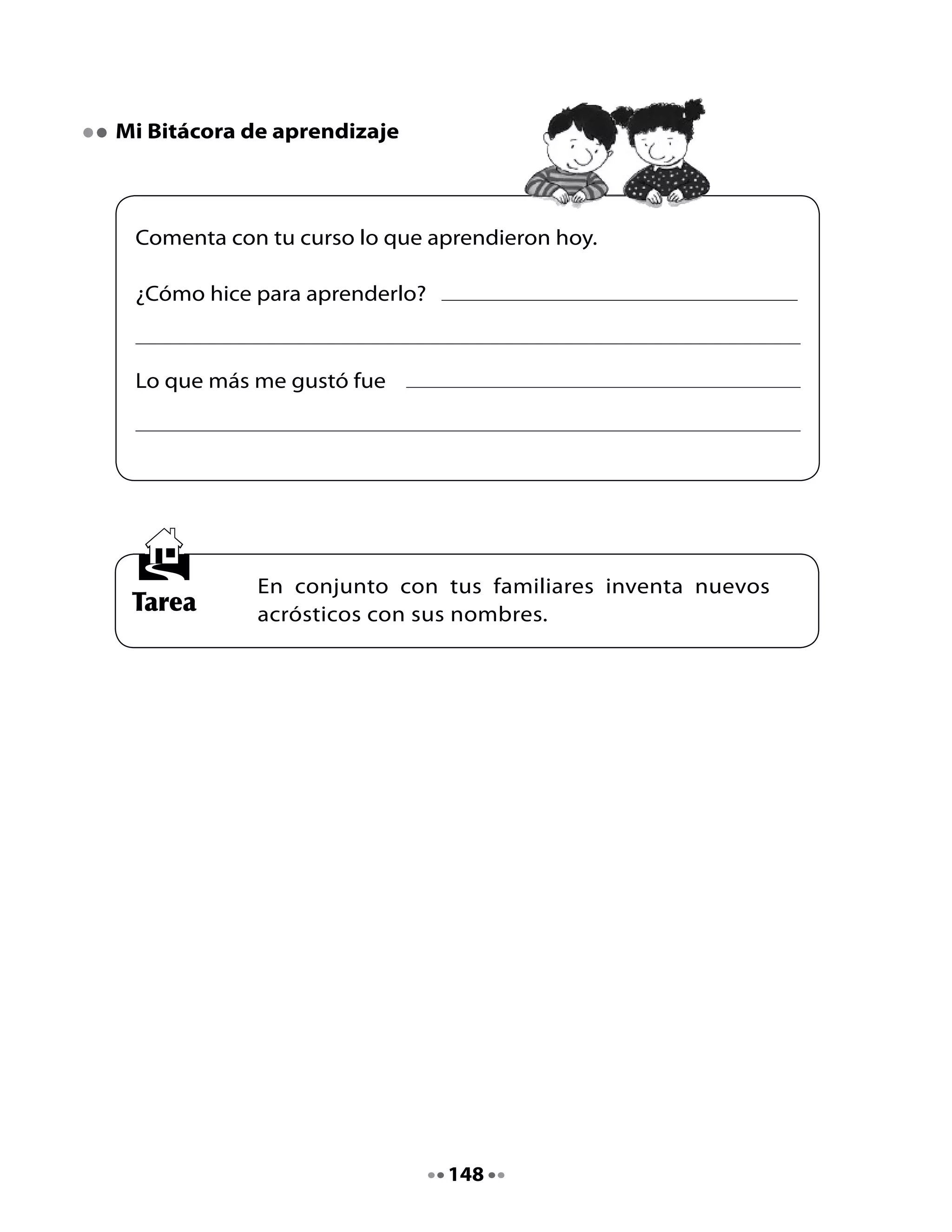 CLASE
                                    8

1. Revisemos la tarea

•	   Compartan	los	acrósticos	que	crearon	en	la	casa.

Adivina buen adivinador: ¿qué será?

•	   Lee	las	adivinanzas.
•	   Piensa,	adivina	y	escribe	la	solución.
•	   Escribe	una	adivinanza	que	tú	conozcas	para	la	revista.


           Brillo de día,                      Viste chaleco blanco
       de noche me escondo.                  y también de negro frac.
           En mi cabeza,                      Es un ave que no vuela
       una corona me pongo.                  y se sumerge en el mar.




                                    149
 