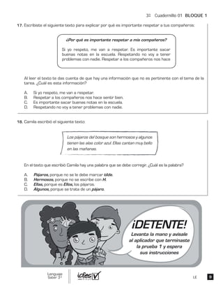 3º Cuadernillo 01 BLOQUE 1
LE
 