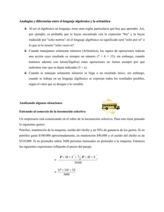 Lenguaje algebraico
