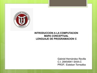 INTRODUCCION A LA COMPUTACION
MAPA CONCEPTUAL
LENGUAJE DE PROGRAMACION C
Gabriel Hernández Revilla
C.I. 28454941 SAIA-C
PROF.: Esteban Torrealba
 