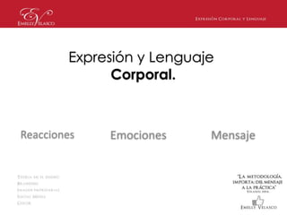 Reacciones
Expresión y Lenguaje
Corporal.
MensajeEmociones
 
