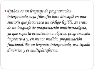 Lenguaje de programación Python. | PPTX