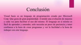 Lenguaje de programacion de visual basic | PPTX
