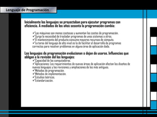 Lenguaje de programacion presentacion. | PPTX