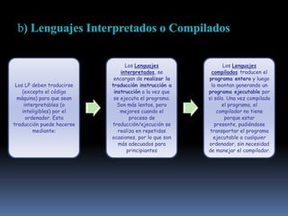 b) Lenguajes Interpretados o Compilados