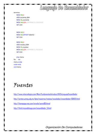 Lenguaje Ensamblador00