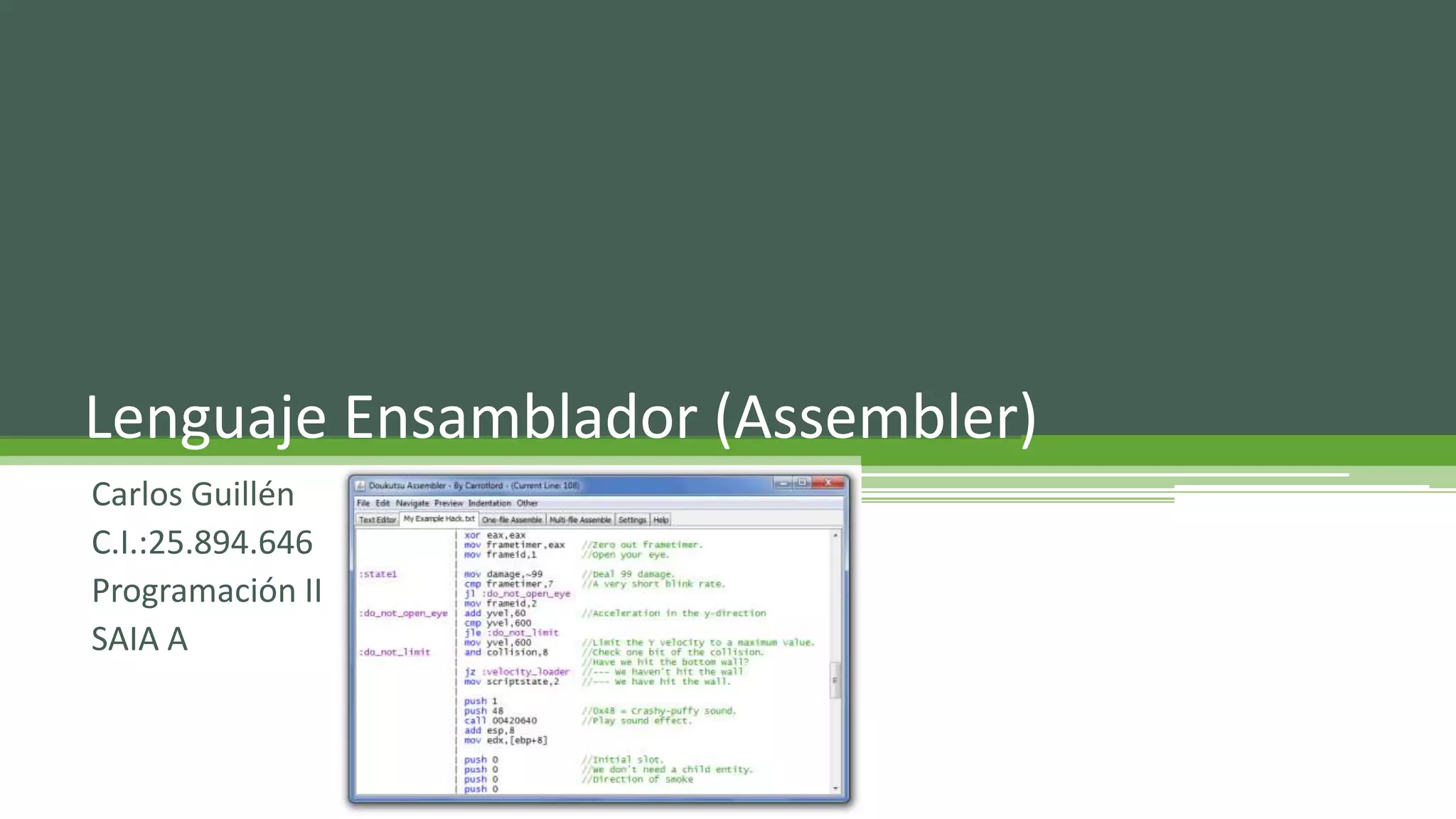 Lenguaje ensamblador (assembler) | PPT