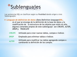 Lenguaje estructurado sql | PPTX