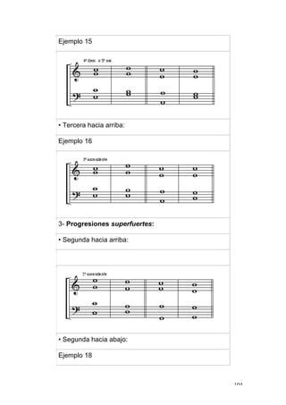104
Ejemplo 15
• Tercera hacia arriba:
Ejemplo 16
3- Progresiones superfuertes:
• Segunda hacia arriba:
• Segunda hacia abajo:
Ejemplo 18
 