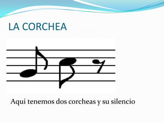 LA CORCHEAAqui tenemos dos corcheas y su silencio