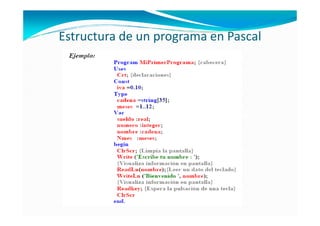 Estructura de un programa en Pascal
 