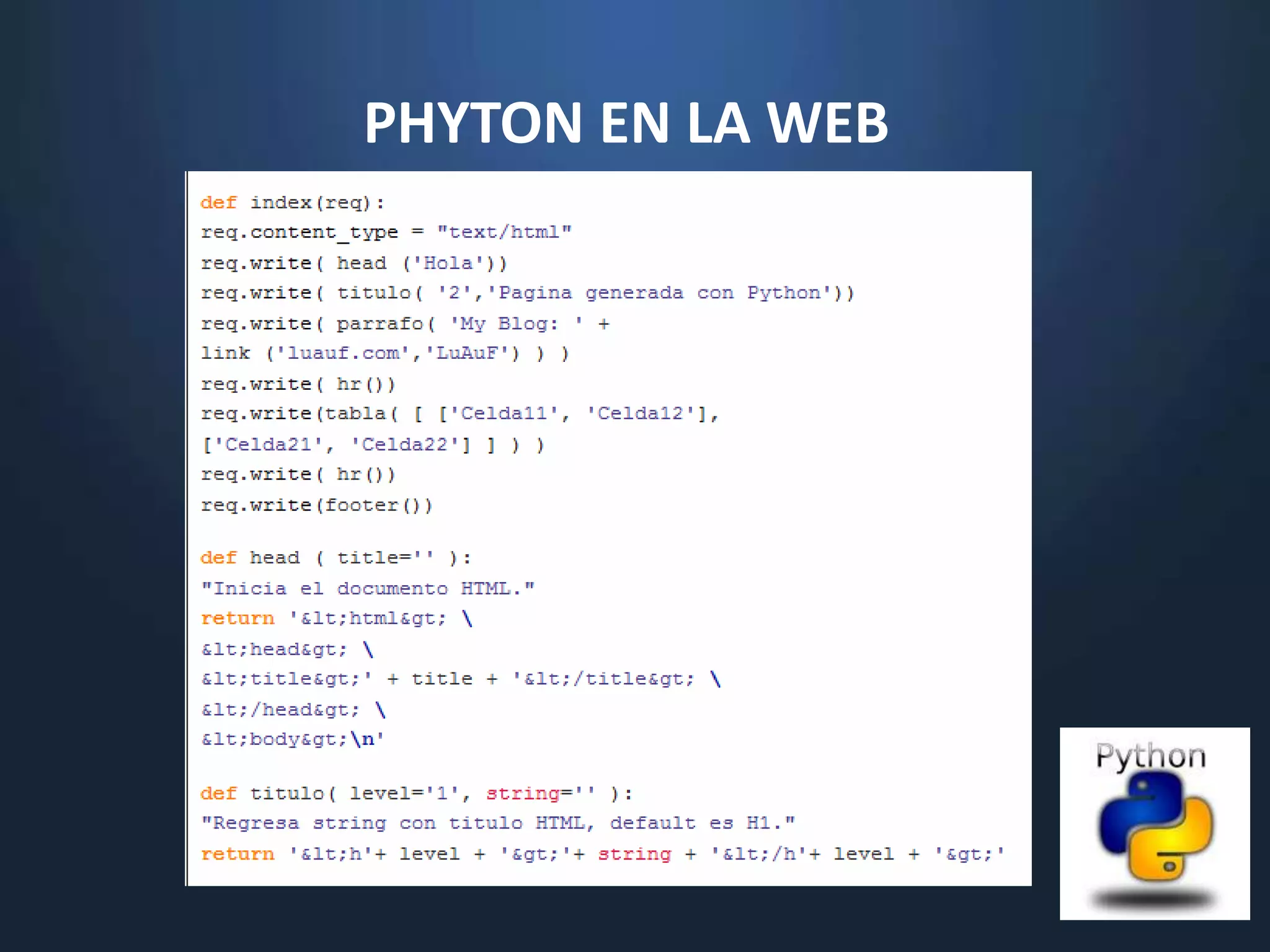 PHYTON EN LA WEB
 