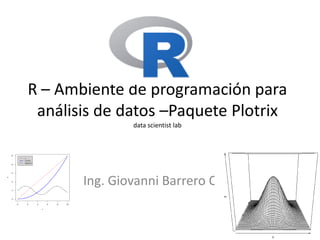 R – Ambiente de programación para
análisis de datos –Paquete Plotrix
data scientist lab
Ing. Giovanni Barrero Ortiz
 