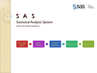 S A S
Statistical Analysis System
Sistema de Análisis Estadístico
 