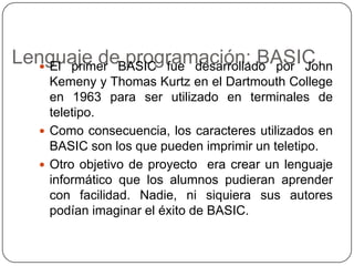 Definición:Un lenguaje de programación es un idioma artificial diseñado para expresar computaciones que pueden ser llevadas a cabo por máquinas como las computadoras. Pueden usarse para crear programas que controlen el comportamiento físico y lógico de una máquina, para expresar algoritmos con precisión, o como modo de comunicación humana.Está formado por un conjunto de símbolos y reglas sintácticas y semánticas que definen su estructura y el significado de sus elementos y expresiones