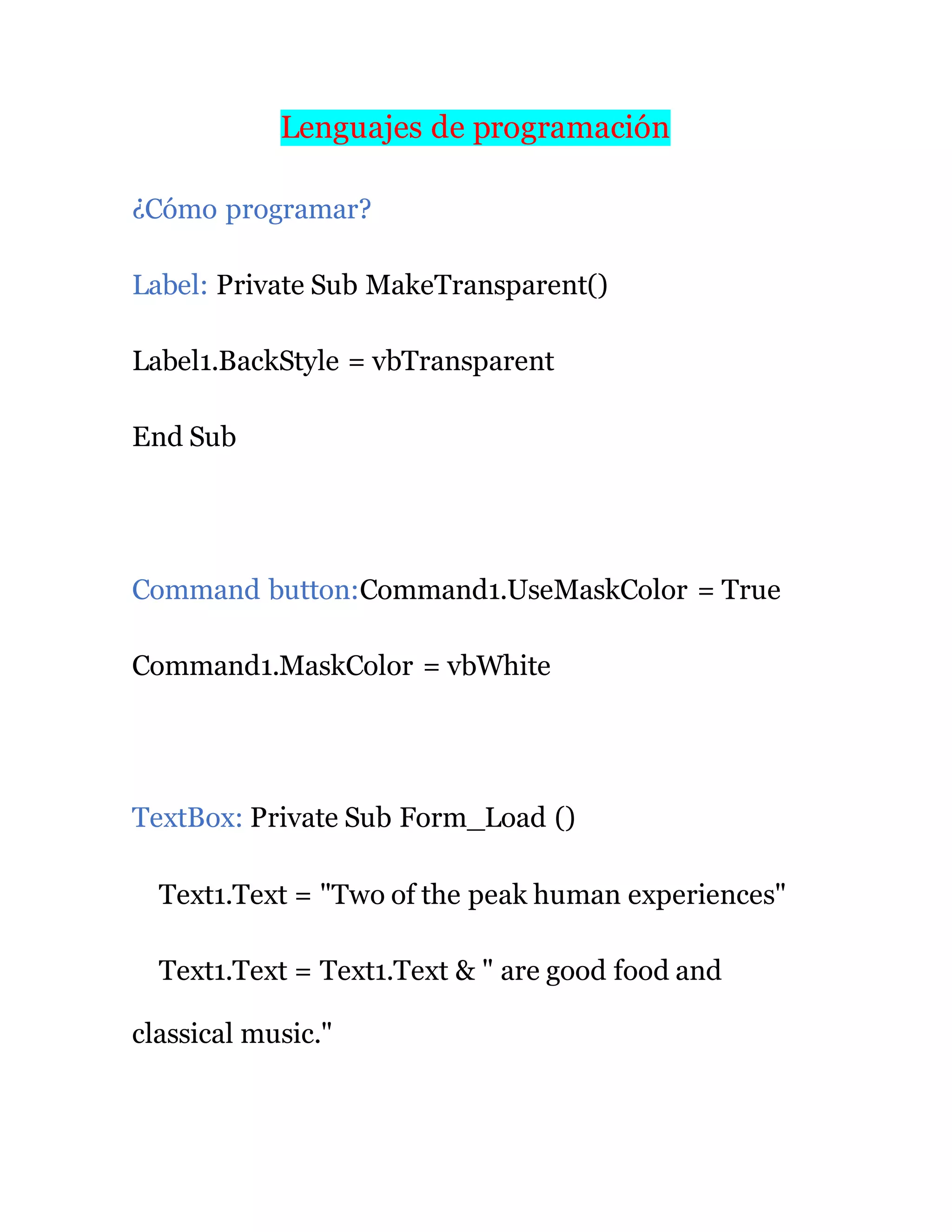 Lenguajes de programación | DOCX