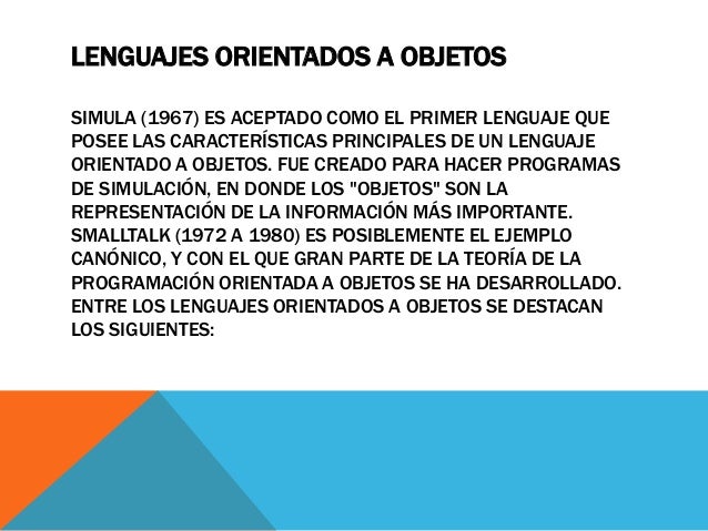 Lenguajes programación orientada a objetos