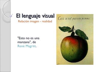 El lenguaje visual &quot;Esto no es una manzana&quot;, de  René Magritt . Relación imagen - realidad 